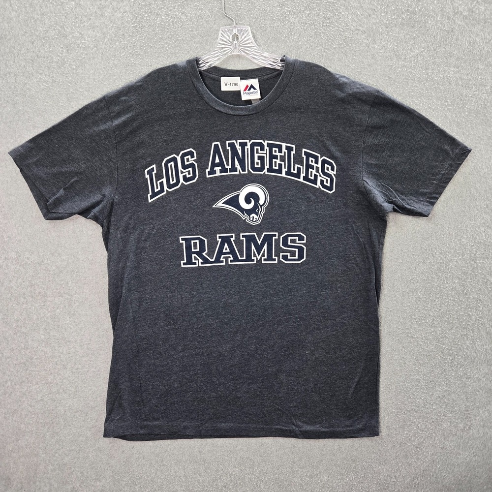 Los Angeles Rams Men Shirt XL Gray Logo Majestic‎ Graphic Short Sleeve Tee